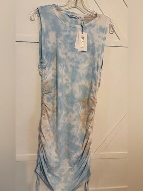 Calvin Klein Light Blue and Cream Tie-Dye Maxi Dress